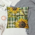 thumbnail image 2 of Spring Summer Sunflower Decorative Throw Pillow Cover Set of Floral Flower Buffalo Plaid Check Farmhouse Outdoor Home Decor, Bird Fall Autumn Seasonal Couch Cushion Case, 2 of 5