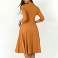 thumbnail image 4 of Arnsht Casual Dresses for Women Semi Formal Fit and Flare 3/4 Sleeve A-line Solid Color Work Dress with Pockets Orange XXL, 4 of 9