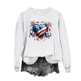 thumbnail image 2 of GaThRRgYP Casual Crew Neck Long Sleeve Top Women Everyday,Ladies Long Sleeve Round Neck Independence Day Casual Printed Top White XXL, 2 of 5