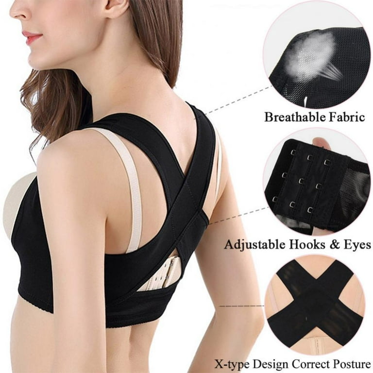 Body Shaper Bra Support Wide Shoulder Belt U‑Shaped Chest Support Posture  Corrector for Create A Slim Figure,Black-Medium