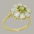 thumbnail image 2 of LBG British Made 14k Yellow Gold Real Genuine Peridot & Opal Womens Statement Ring - 33 size options - Size 5.75, 2 of 6