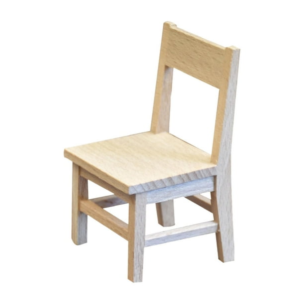 Silla de madera en miniatura, muebles para casa de muñecas, decoración artesanal DIY, muebles de madera, muebles de casa de muñecas para escena en