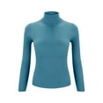 thumbnail image 4 of BOOMILK Turtleneck Sweaters for Women Slim Fit Lightweight Long Sleeve Undershirt Warm Knitted Pullover Blue, 4 of 7