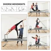 Pilates Reformer Foldable Pilates Machine & Equipment for Home Workout Cardio Fitness Rebounder, Black