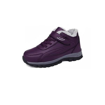

Rotosw Mens Winter Boots Plush Lined Snow Boot Soft Sole Warm Booties Breathable Comfort Casual Walking Shoes Driving Slip Resistant Ankle Bootie Female Purple 6