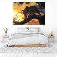 thumbnail image 4 of Mudket Framed Leopard Canvas Wall Art, Sunset Cheetah on Tree Branch Wall Decor, Jungle Animal Print Room Decor for Living Room Office, Ready to Hang - 12"L x 8"W, 4 of 10