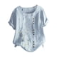 thumbnail image 2 of Camisetas Informales Fiudx de Manga Corta con Botones y Estampado Floral para mujer, 2 of 3