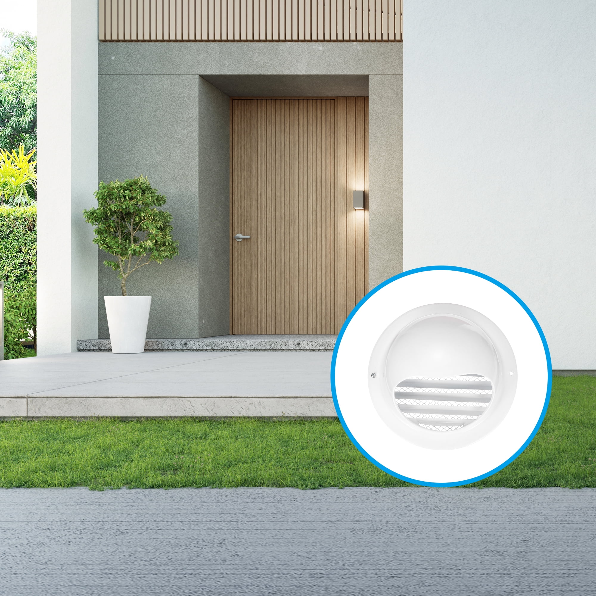 Uxcell Vent Round Cover, Exterior Wall Air Vent Louvered Soffit Vent Exhaust Outlet Hood for HVAC 8 Inch White