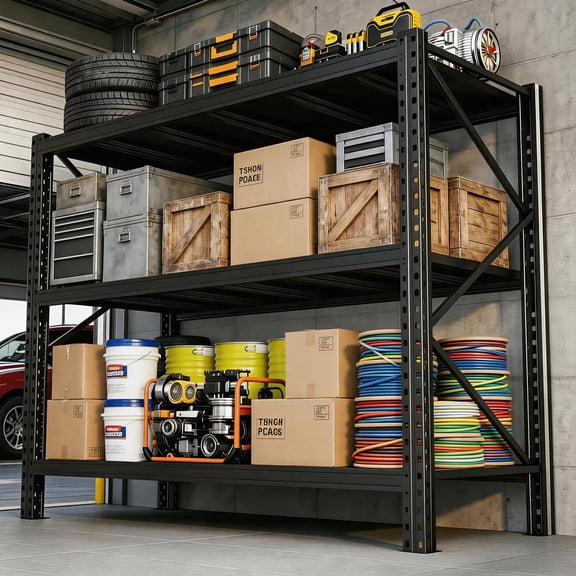 67“W Garage Shelving Units 5500 LBs Industrial Storage Shelves 63"H Heavy Duty Metal Shelving Steel Shelf, 3 Tier Tool Utility Rack Large Adjustable Rack for Garage Basement Warehouse, 20"D