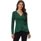 thumbnail image 1 of Blusa Peplum envolvente Allegra K Verde M Manga Larga Cuello V, 1 of 6