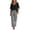 Black, variant on Women's Summer Short Sleeve V-Neck Two-Piece Set Fashion Solid-Color Sporty Casual Crew-Neck Wide-Leg Pants With Pockets Two-Piece Set Matching Lounge Set Vacation Travel Airport Outfits Black_XXL