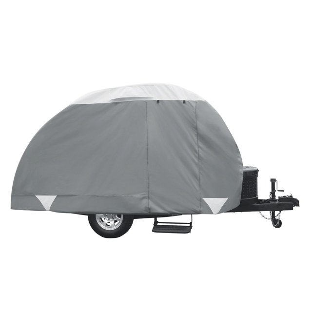 Classic Accessories Travel Trailer Cover 80-355-203101-RT PolyPRO 3; For Receiver Hitch Trailer; All Weather Protection; Gray; 1 Ply Ripstop Woven Polyester; With Storage Bag; With Click-Close Straps