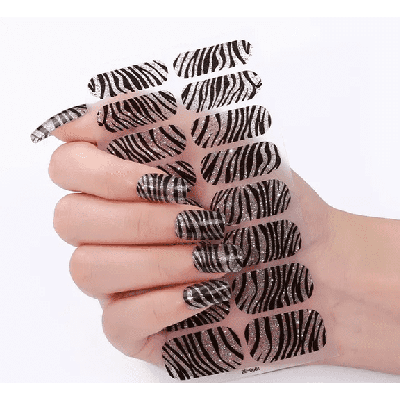 Black Zebra Gel Nails