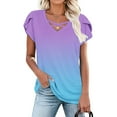 thumbnail image 6 of Kaemgyyd Womens Summer Tops Gradient Short Sleeve T Shirts Cute Cutout Trendy Dressy Casual V Neck Loose Fit Blouse, 6 of 6