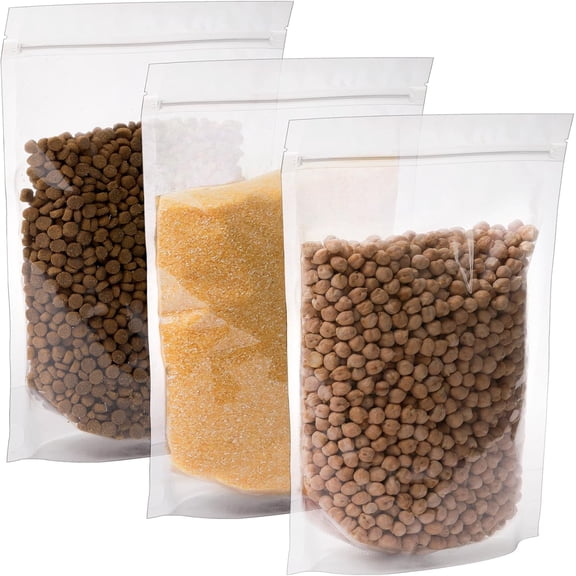 100 Ct 7 x 10.25 Inch Clear Stand Up Food Pouch Bags with Resealable Lock Seal Zipper, Heat Sealable Packaging Bags for Food Storage