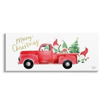 Stupell Industries Christmas Gnomes Driving Red Truck Decorated Tree Graphic Art Gallery Wrapped Canvas Print Wall Art, Design by Heatherlee Chan