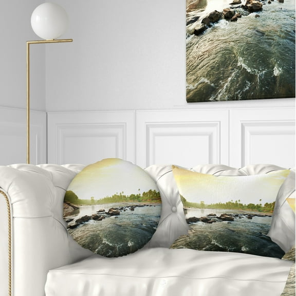 Designart 12" x 20" Yellow Polyester Throw Pillow