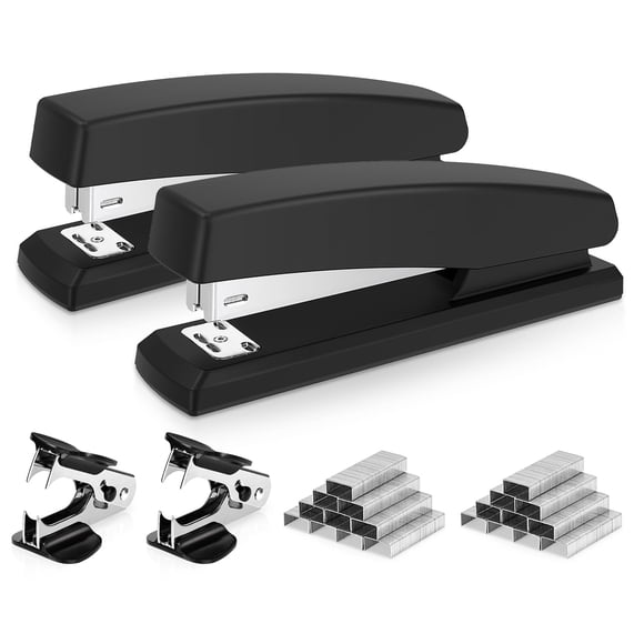 Stapler Deli Desktop, paquete de 2 unidades, capacidad de 25 hojas con grapas