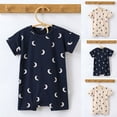 thumbnail image 3 of Zwiiyzr 6M-3T Infant's Summer Romper Boys and Girl Baby Botton Short Sleeve Round Neck Cute Solid Shorts Rompers Dark Blue, 3 of 4