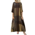 thumbnail image 2 of Conairie Flowy Dresses for Women Solid Color Crew Neck Loose Elegant Long Sleeve A-Line Dress Soft Lounge Long formal Dresses Khaki XXL, 2 of 8