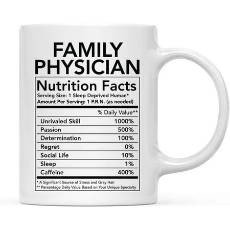 

CTDream Funny 11oz. Ceramic Coffee Tea Mug Thank You Gift Family Physician Nutritional Facts 1-Pack Novelty Gag Birthday Christmas Gift Ideas Coworker