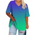 thumbnail image 5 of Htigea Womens Plus Size V Neck T Shirts Short Sleeve Tops Casual Summer Tshirts Loose Fit Tee under 10 dollars Pink,XXXXXL, 5 of 5