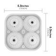thumbnail image 4 of DODAMOUR Large Silicone Ice Cube Tray, 4 Round Slots Ice Cube Trays for Freezer with Lid, Leak-Free Ice Ball Maker Mold for Whiskey, Cocktails, Bourbon (Grey), 4 of 6