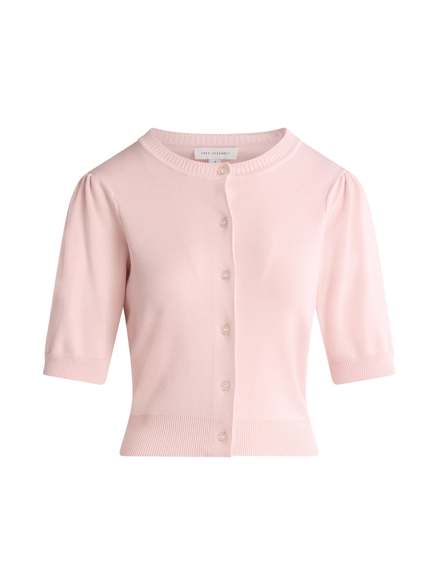 Free Assembly Women's Cardigan Sweater with Puff Sleeves, Lightweight, Size XS-XXL