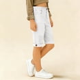 thumbnail image 4 of Dress Shorts Girl Girls Linen Bermuda Shorts, Summer High Waist Straight Leg school Shorts Loose Solid Rolled Hem Beach Casual Shorts White 7-8Y, 4 of 8