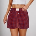 thumbnail image 2 of ABATAB Women Summer Shorts Cute Fashion Plaid Short Lounge Pants Elastic Waisted Cotton Linen with Pockets, 2 of 7