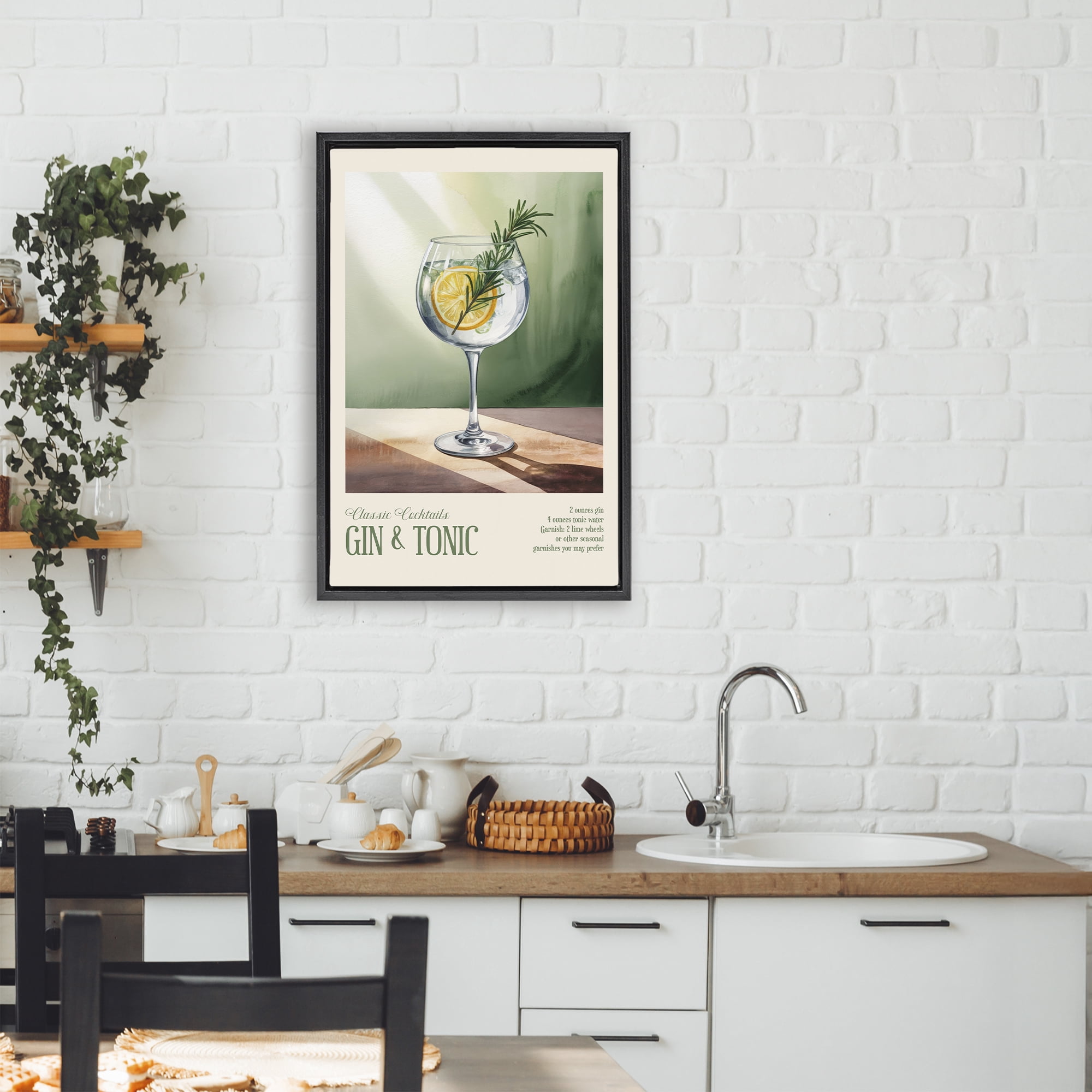 Stupell Industries Gin & Tonic Sun Rays Black Framed Floater Canvas Wall Art, design by Andreas Magnusson