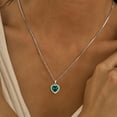 thumbnail image 3 of Green Heart Necklace for Women, May Birthstone Necklace Emerald Crystal 925 Sterling Silver Necklaces Jewelry Birthday Mother's Day Gifts Hipunk, 3 of 9
