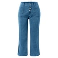 thumbnail image 3 of WILLBEST Pantalones Mujer Pantalones Vaqueros de Pierna Ancha y Cintura Alta para Mujer, Elásticos, Rectos, Cómodos, Holgados, Con Botones y Cierre Informal Mediana, 3 of 4