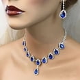 thumbnail image 4 of QIQUWOHUL 1 Set Women Necklace Earrings Water Drop Shaped Jewelry Sparkling Luster Jewelry Set For Prom Blue, 4 of 9