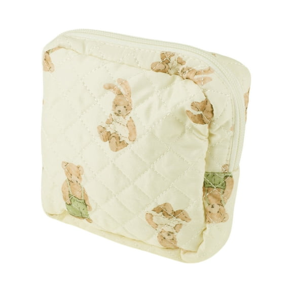 Unique Bargains 1 Pc Lady Portable Square Lipstick Bag for Vacation Beige Polyester