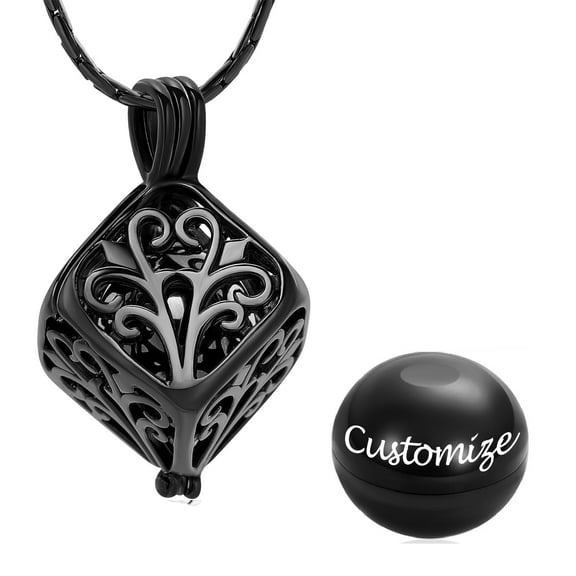 Personalize Tree of Life Cube with Urn Stainless Steel Urn Pendant Necklace Memorial Pet Human Cremation Ashes Hair Keepsake Locket Jewellery