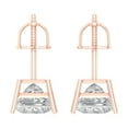 thumbnail image 4 of 14K Solid Gold Screw Back Stud Earrings for Women | 4 cttw Princess Cut Simulated Diamond | Rose Gold, 4 of 5