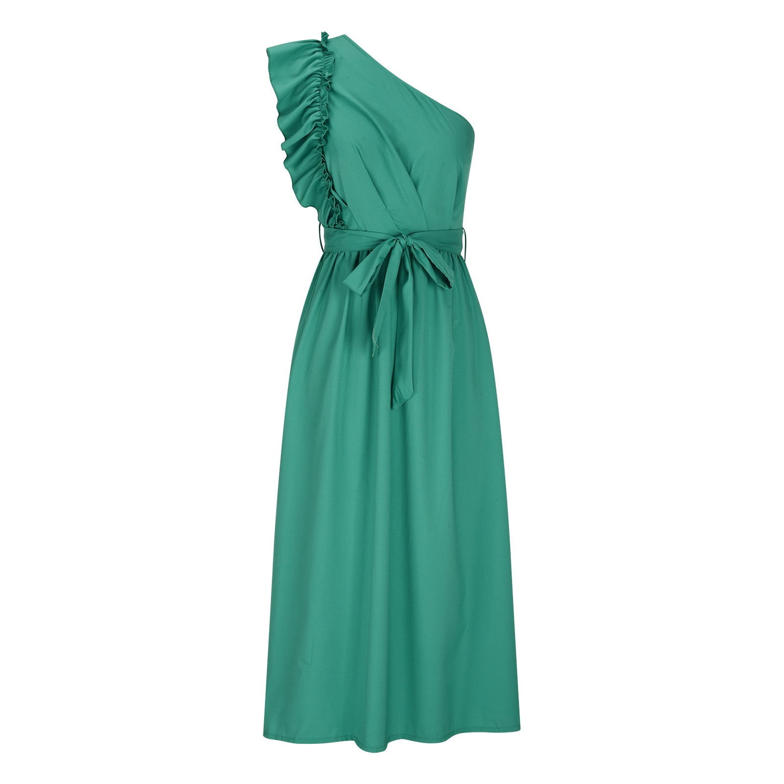 SMihono Women's Ruffle One Shoulder Dress Solid Color Bowknot Sash Tie High Waist A-Line Swing Party Dresses Green 10 - Walmart.com SMihono Women's Ruffle One Shoulder Dress Solid Color Bowknot Sash Tie High Waist A-Line Swing Party Dresses Green 10 - Walmart.com
