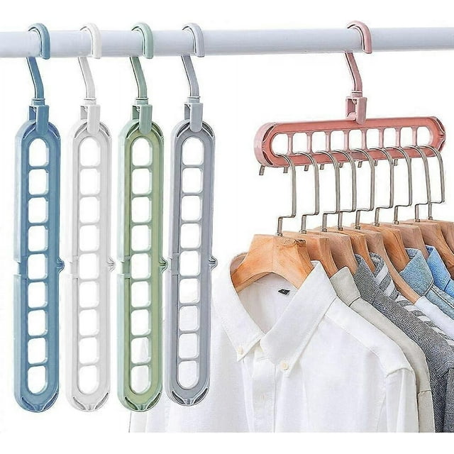 KAIYANG Perchas plegables antideslizantes giratorias de 5 piezas con 9 agujeros para colgar en cascada en el armario