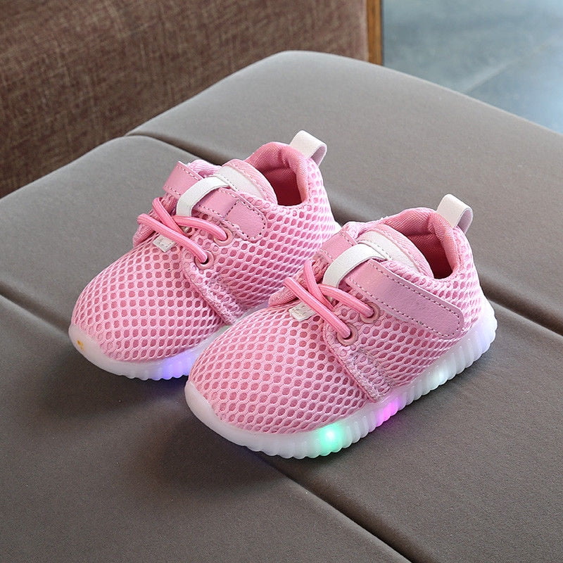 Infant Shoes for Little Kids Janly Clearance Sale Baby Shoes Children Newborn Girls Boys Solid Mesh LED Light Luminous Sport Run Sneakers Shoes