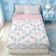 thumbnail image 2 of Erosebridal Watercolor Bow Zipper Twin Comforter Sets with Fitted Sheet and 2 Pillowcases for Girls, Blue Floral Print Zipper Bedding Set, Pink Reversible, 4 Pieces, 2 of 7