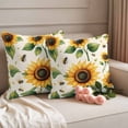 thumbnail image 2 of Spring Sunflower Pillow Covers 2 Pack Pastoral Watercolor Flower Pillowcase Waterproof Outdoor Throw Pillow Cover for Patio Garden Square Cushion 20”x20”, 2 of 9