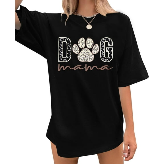 Dog Mom Shirts for Women Dog Paw Print Shirt Dog Mama Graphic Tshirt Dog Lovers Gifts for Women Tee Tshirts