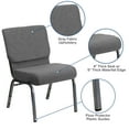 thumbnail image 4 of Flash Furniture HERCULES Series 21''W Stacking Church Chair in Gray Fabric - Silver Vein Frame, 4 of 13