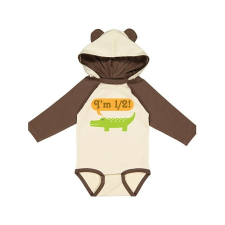 

Inktastic Half Birthday 1/2 Boy Alligator Gift Baby Boy Long Sleeve Bodysuit