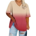 thumbnail image 2 of Cutuoiiu Plus Size Shirts for Women Summer V Neck Solid Color Oversized Tops Gifts, 2 of 4