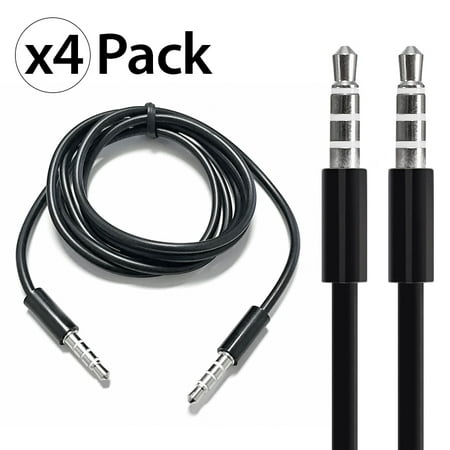 4-Pack 3.5Mm Male To Male Audio Cable by FREEDOMTECH 3FT Universal Auxiliary Cord 3.5mm Male to Male Round Audio Aux Cable 3.5mm Connector for iPods iPhones iPads Galaxy Home Car Stereos