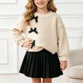 thumbnail image 2 of Mnyotv Spring Fall Clothes for Girls Long Sleeve Bow Tops and Skirts 2Pcs Sets Back to School Outfits Size 4Y, 2 of 6