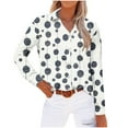 thumbnail image 4 of Sakmal Long Sleeve Spring Blouses for Women 2025 Polka Dot Button Up V-Neck Shirts White Blouses Womens Workout Tops, 4 of 5
