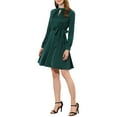 thumbnail image 1 of Vestido A-Line de Satén con Cintura con Llave y Cinturón para Mujeres INSPIRE CHIC XL Verde Oscuro, 1 of 5